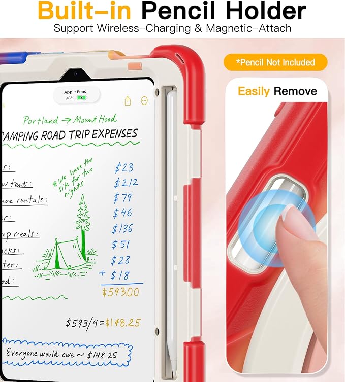 BRAECN Case for iPad mini 7 (A17 Pro) - iPad mini 7th/6th Generation Case | 8.3 Kids-Proof Protective Silicone Cover Screen Protector Pencil Holder Kickstand Handle Grip Shoulder Strap Black