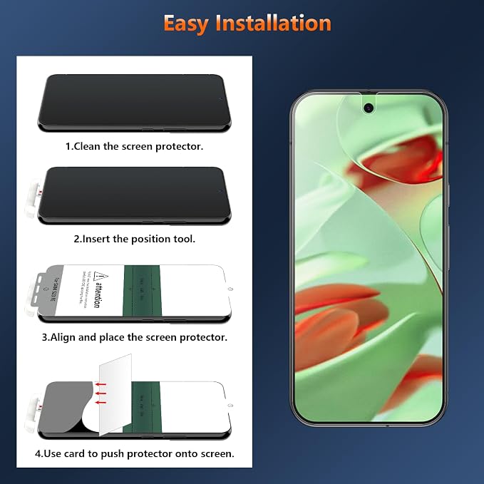 [2 Pack] Anti Glare Matte Privacy TPU Screen Protector for Google Pixel 10 (Not Glass) Fingerprint Sensor Compatible Full Adhesive Flexible Film Easy Installation