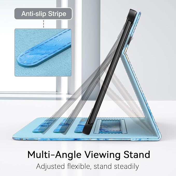 OKP for Amazon Tablet 11 Case (13th Generation 2023 Release) [Multi-Angle] Stand Cover with Pocket Auto Wake/Sleep PU Leather Case for Amazon Tablet 11 (Marble Blue)