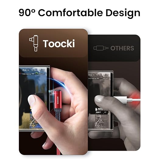 toocki USB C Cable Right Angle 2-Pack 10ft USB A to USB C Charger Cable | Black 90 Degree Braided Fast Charging Carpaly Cord for iPhone17 Series Samsung Galaxy S25/ S24+/Note 10 LG V30 Switch