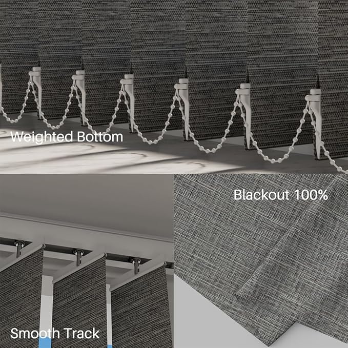 Blindify Motorized Vertical Blinds, Blackout Sliding Door Shades Vertical Shades Remote Control Customize, Coffee