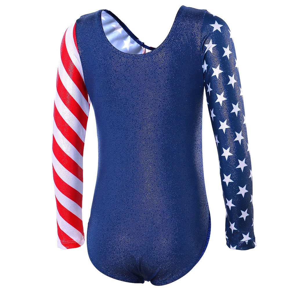 BAOHULU Gymnastics Leotards for Toddler Girls Patriotic Sparkle Red White Blue Athletic Dancewear KHB146_US_8A
