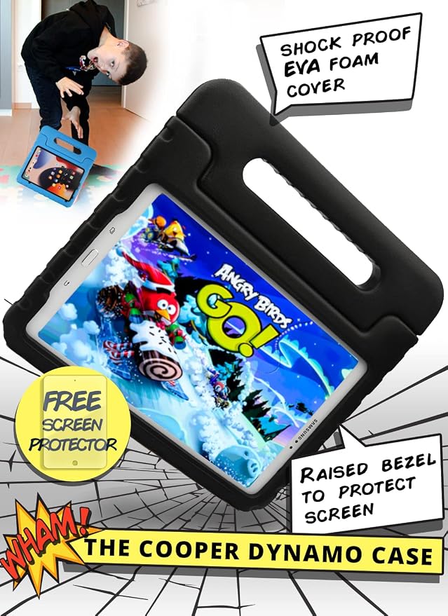 Cooper Dynamo [Rugged Kids Case] Protective Case for Samsung Tab A 10.1 (2016) T580 T585 only | Child Proof Cover with Stand Handle Screen Protector (Blue) NOT FIT with P580 P585 and 2019 Released