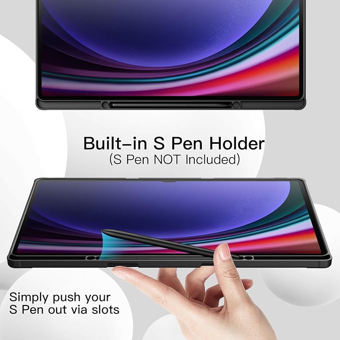 JETech Case for Galaxy Tab S10 Ultra/S9 Ultra 14.6 Black | Cover Soft TPU Protection S Pen Holder Tri-Fold Stand Supports S Pen Charging Auto Wake/Sleep Shockproof Lightweight