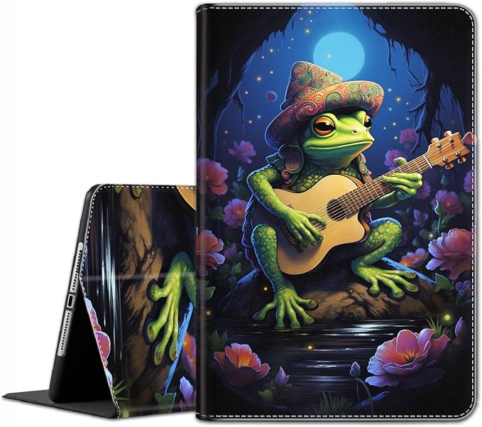 Case for iPad 10.2/10.5，iPad 9th/8th/7th Gen，for iPad 10.2 inch 2021/2020/2019/iPad Air 3rd Gen/Pro 10.5 - Slim Fit Standing Cover with Auto Sleep/Wake，Frog Playing Guitar