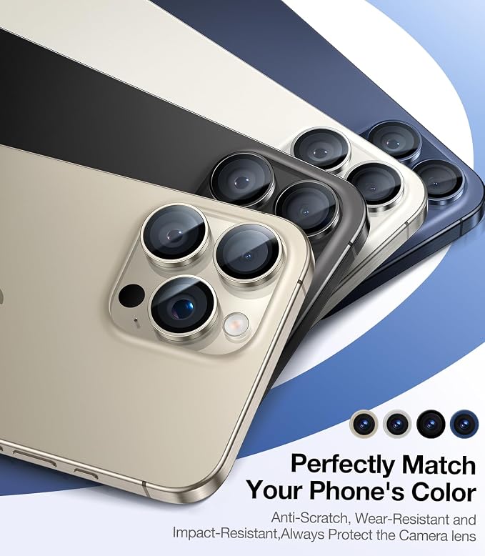 UltraGlass for iPhone 16 Pro Max/16 Pro Camera Lens Protector [NO.1 Military Grade Shatterproof] iPhone 16 Pro Max Camera Protector 16 Pro Lens Cover [Longest Durable] Easy Install Black Titanium
