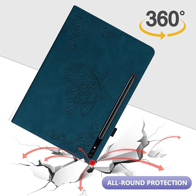 Dteck Wallet Case for Galaxy Tab S10+/S9+/S7 FE/S8+/S7 Plus 12.4 Tablet Premium PU Leather Folding Stand Auto Wake/Sleep Pen Holder Case with Hummingbirds