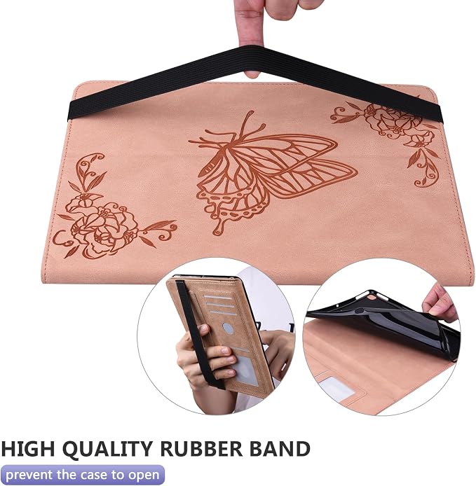 Dteck Wallet Case for Galaxy Tab S10+/S9+/S7 FE/S8+/S7 Plus 12.4 Tablet Premium PU Leather Folding Stand Auto Wake/Sleep Pen Holder Case with Hummingbirds