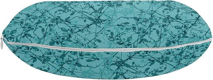 Ambesonne Teal Travel Pillow Neck Rest, Ink Drawing Inspired Intertwined Tree Branches Buds and Leaves in Abstract Design, Memory Foam Traveling Accessory for Airplane and Car, 12", Turquoise Teal