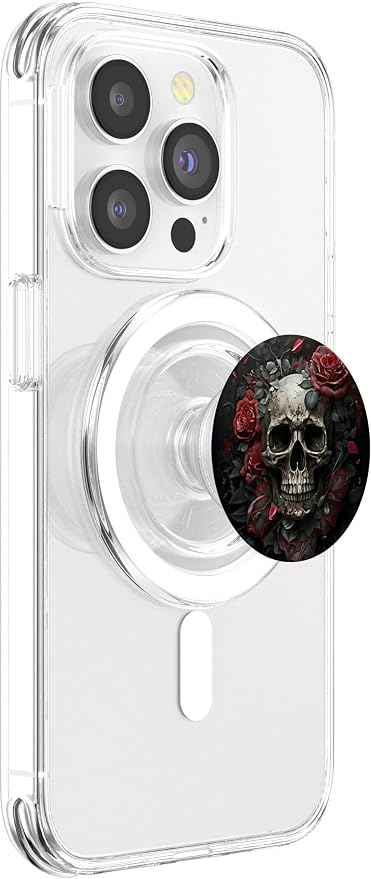 Skull Floral Wild Roses Pattern Flowers Skull PopSockets Adhesive PopGrip
