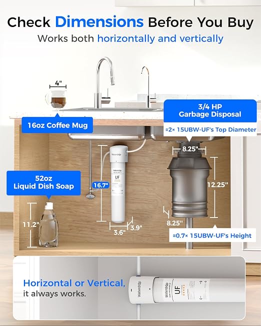 Waterdrop 15UBW-UF 0.01 μm Ultra Filtration Under Sink Water Filter System