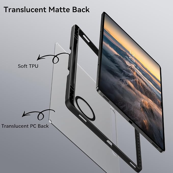 Telaso for Samsung Galaxy Tab S8 2022/Tab S7 2020 11 Inch Magnetic Case with Pen Holder Translucent Matte Back Soft TPU Bumper Protective Samsung Galaxy Tab S8/Tab S7 Case Black