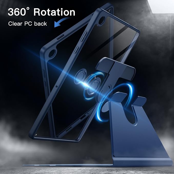JETech Rotating Case Cover for Samsung Galaxy Tab A11 Plus Black | 360° Rotation Stand Clear Back Design Auto Wake/Sleep Full Protection