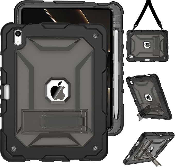 TIMISM Case for iPad 10th Generation 2022 iPad (A16) 11 Inch 2025 with Pencil Holder &amp Kickstand Translucent Hard PC Back Cover Heavy Duty Shockproof Protective Case for iPad 11/10 Clear Blue