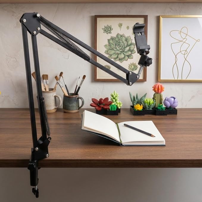 Overhead Phone Mount with Table Clamp – Stable Top-Down Phone Holder for Drawing Tracing Filming &amp Crafts – Adjustable Desk Clamp Stand for Creators