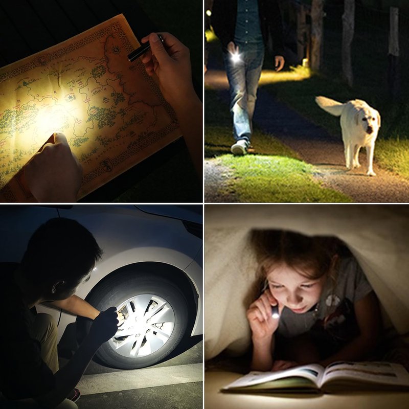 BORUIT RJ11 Small Keychain Flashlight, Mini Compack EDC Flashlights AAA Battery Powered, Single Model Lightweight Pocket Led Light for Home Travel Emergency Walking