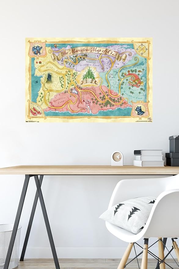 The Wizard Of Oz - Map Wall Poster, 34L" x 22.4W", Premium Poster & Mount Bundle