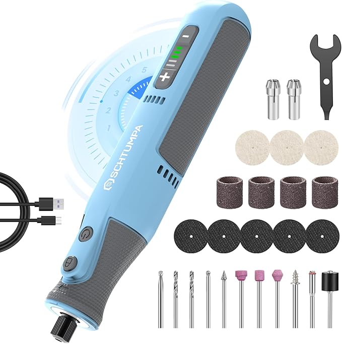 Rotary Tool Kit, Cordless Rotary Tool, 8V Rotary Tool with LED Lights, 5-Speed, 28000RPM, 2.0Ah Battery, 25 Accessories, for Carving, Engraving, Sanding, Polishing, Cutting and Pet Nails