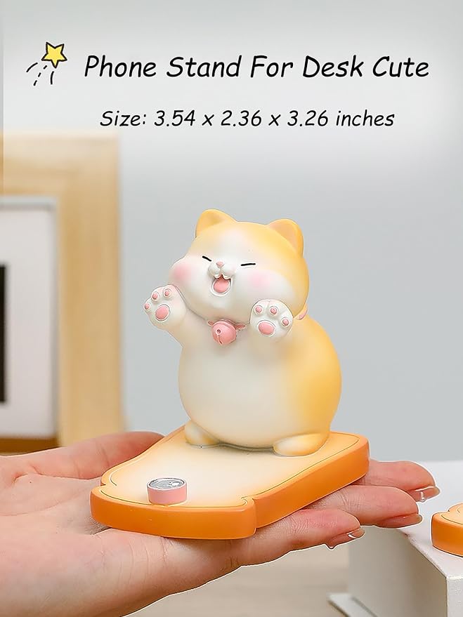 Cute Cat Phone Holder - Universal Cellphone &amp Tablet Stand Novelty Desk Accessory for Bedroom &amp Office