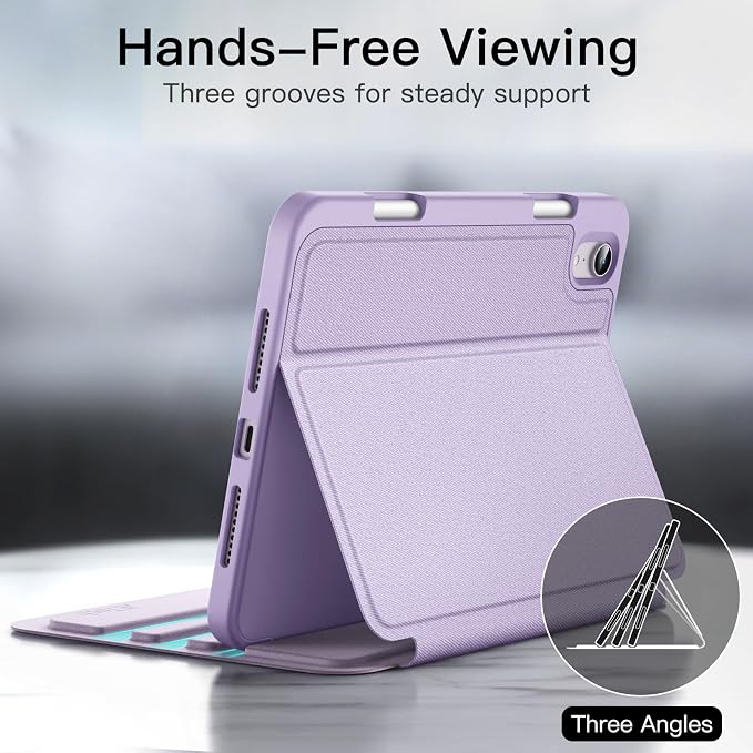 JETech Folio Case Cover for iPad mini A17 Pro/6th Gen (2024/2021) Black | Multi-Angle Stand Cover Pencil Holder Slim Protective Cover Auto Wake/Sleep