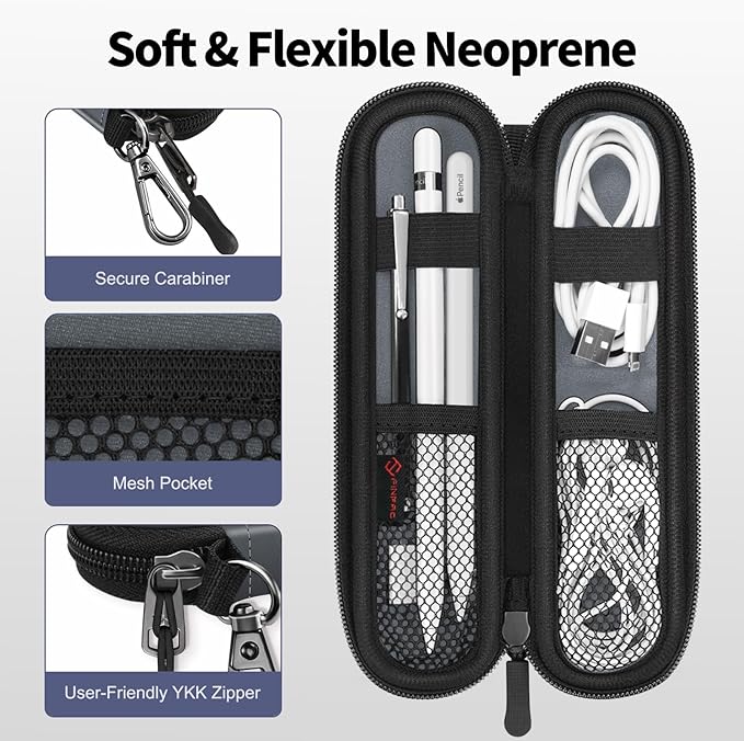 Fintie Pen Holder Case for Apple Pencil Pro, Apple Pencil (USB-C / 1st / 2nd Generation), Soft Neoprene Zipper Carrying Bag Sleeve Pouch for Samsung Stylus, Surface Pen
