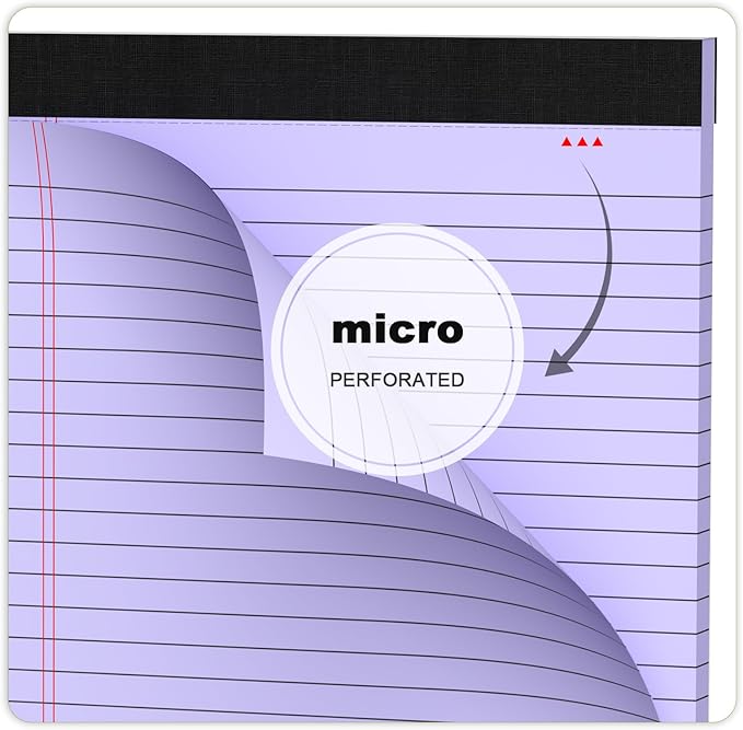 Colored Legal Pads 8.5 x 11 Note Pads, Wide Ruled Sturdy Back Writing Pads 30 Sheets/Pad, 20lb Colored Paper, Perforated Notepad with Sturdy Back (4 Pads)