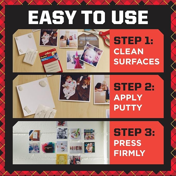 Scotch Removable Mounting Putty 860S, White, 2-Pack (2 x 2 oz), Reusable Poster Putty for Photos, Artwork & Cards, Holds Up to 1 lb, No Mess, Photo-Safe