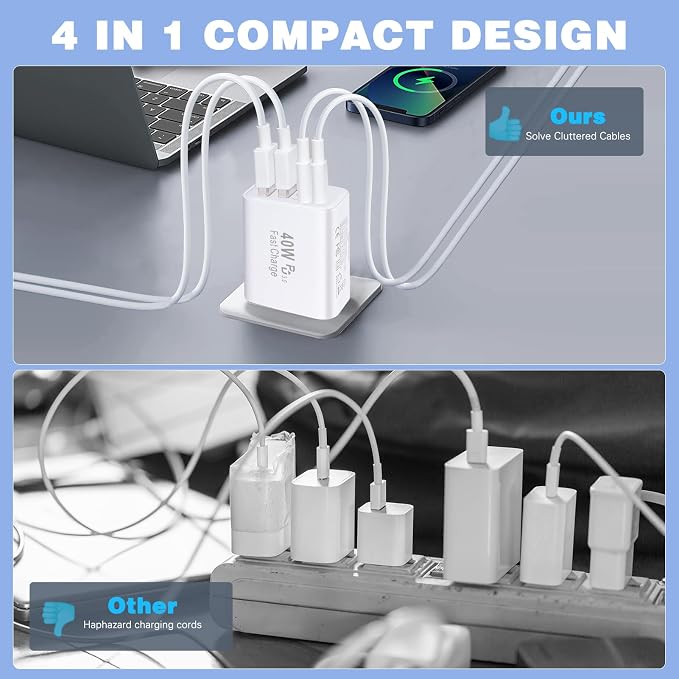iPhone 17 16 15 Charger Fast Charging40W Dual Port A/C Phone Charger Fast Charging USB C Wall Charger Block Quick 10FT Type C Charging Cable for iPhone 17/17 Pro Max/17 Air/16 Pro/16e/15 Plus/15 Pro