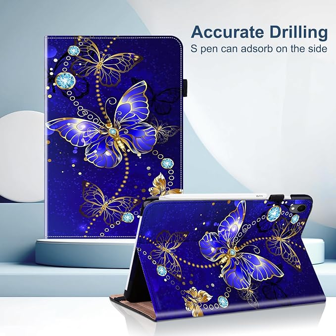 Case for Samsung Galaxy Tab A 10.1 2019 Model SM-T510/T515/T517 Stylus Holder Flip Wallet Leather Shockproof Cover for Galaxy Tab A SM-T510 Case Bicolor Marble