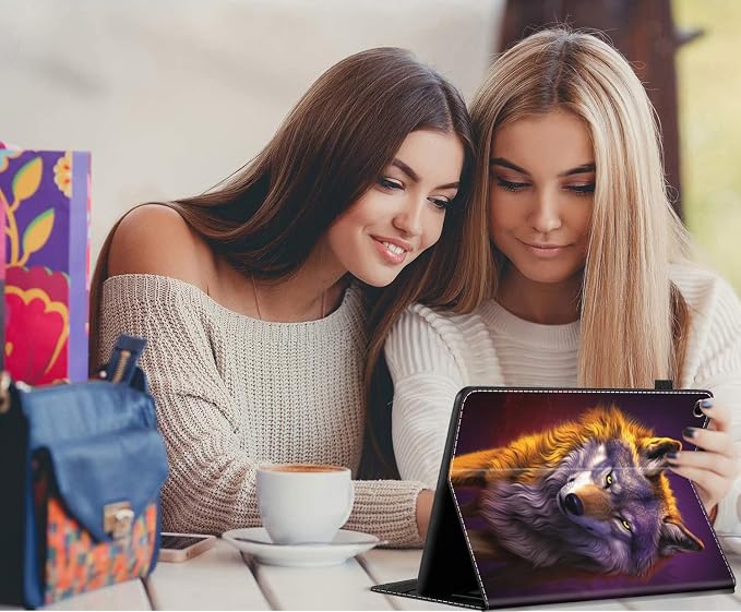 Case for All-New Amazon Fire HD 10 and 10 Plus Tablet (13th/11th Generation 2023/2021 Release) 10.1 - Slim Fit Standing Cover with Auto Sleep/Wake，Wolf