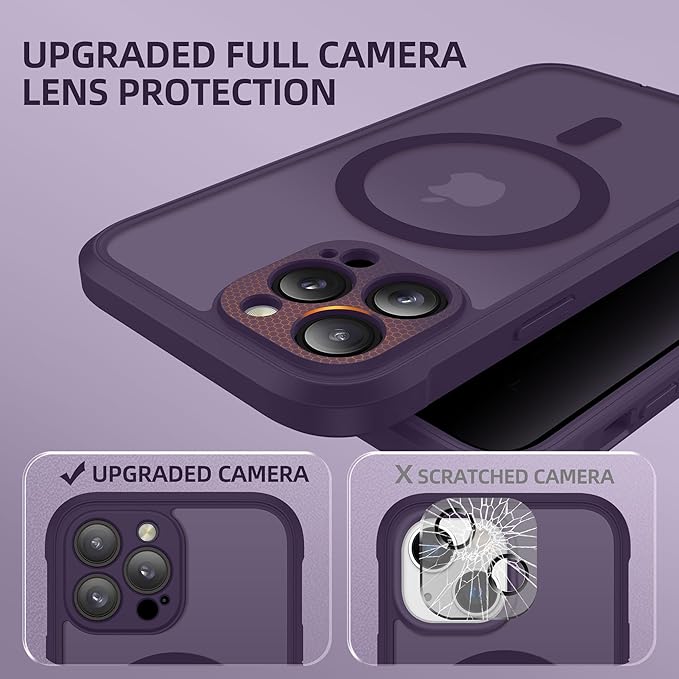 BERFY Magnetic for iPhone 13 Pro Max Case,Compatible with MagSafe,Built-in Privacy Screen Protector and Upgraded Camera Protection,Anti-Spy Full Body Shockproof Phone Case for 13 Pro Max 6.7",Purple