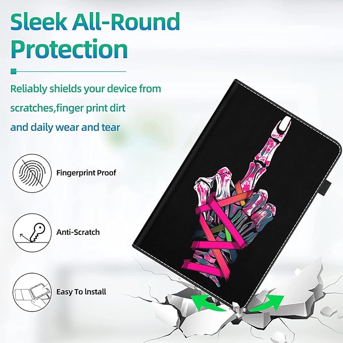 Case Cover for Amazon All-New Kindle Fire 7 Tablet (2022 Release-12th Generation) Latest Model 7 Slim Folding Stand Cover with Auto Wake/Sleep Dancing Skeleton in Mexican Costume