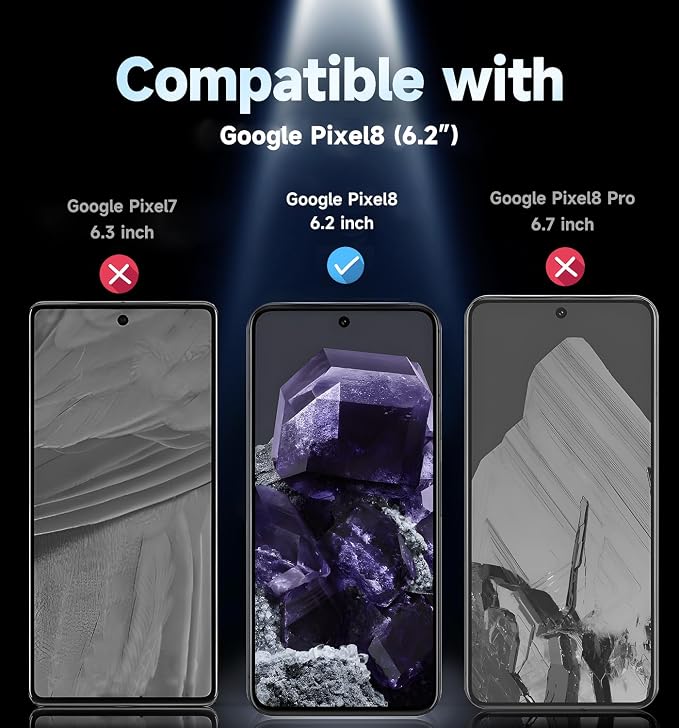 MAGIC JOHN for Google Pixel 8 Tempered Glass Screen Protector Easy Install | 2 Pack Auto Dust-Elimination Bubble Free HD Clear