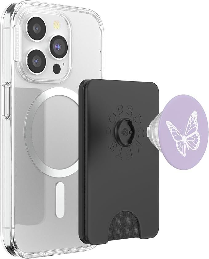 White Light Pastel Purple Butterfly PopSockets Adhesive PopGrip
