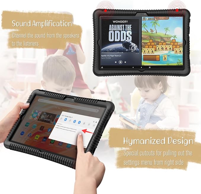 Fintie Silicone Case for 10.1 Kindle Fire HD 10 13th Gen 2023 Black | Honey Comb Pattern Lightweight Shock Proof Back Cover Anti-Slip Grip Reinforced Corners Protection Impact Resistant