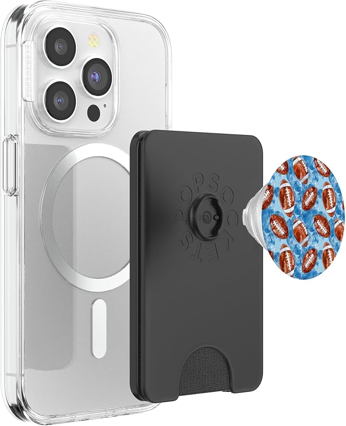 Blue Brown American Football Watercolor Sports Pattern PopSockets Adhesive PopGrip