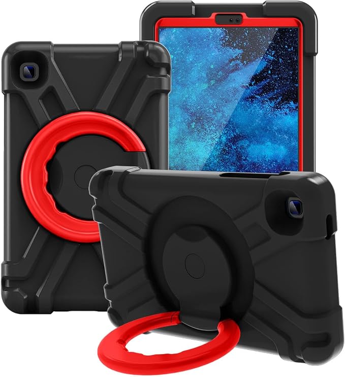 AKABEILA Compatible with Samsung Galaxy Tab A7 Lite T220/T225 Tablet Case，Rugged Kids Case with Stand Lightweight Shockproof Kids Friendly Tablet Cover Black+Red