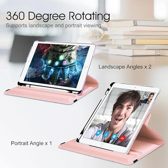 Fintie 360° Rotating Case for iPad 9th / 8th / 7th Generation 10.2 Inch | Swivel Stand Portrait &amp Landscape Viewing Shockproof Cover with Pencil Holder Auto Wake/Sleep Aqua Wave