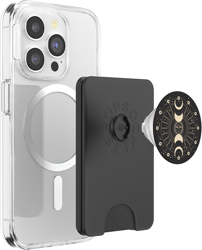 Sun and Moon Phases Astrology Space Stars Black PopSockets Adhesive PopGrip
