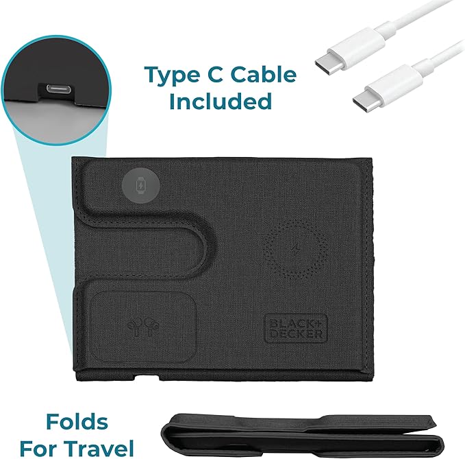 BLACK+DECKER 3 in 1 Charging Station for Apple Multiple Devices, Wireless Foldable Travel Charger for Multiple Devices iPhone 17 16 15 14 13 Pro Max Plus Apple Watch Series/AirPods (Black)