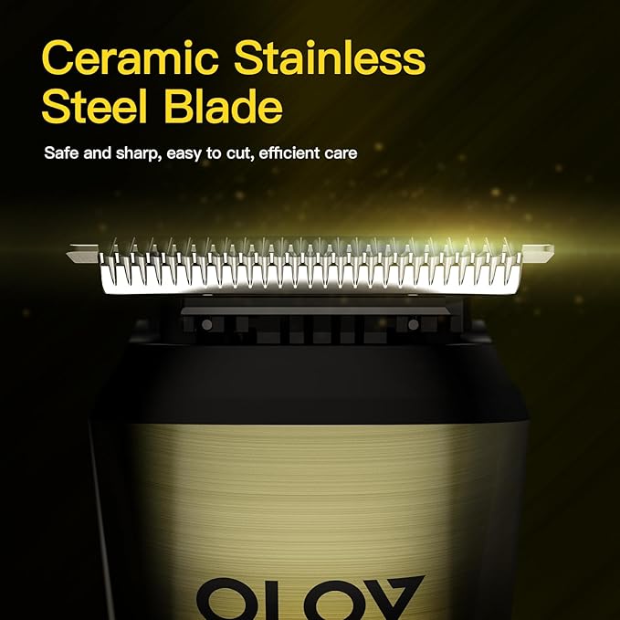 OLOV CYBER Beard Trimmer for Men, 17-in-1 Mens Grooming Kit with 6 Trimmer Heads, Cordless Hair Clippers Rechargeable with Charging Dock, IPX7 Waterproof Wet Dry Use for Body Face Nose & Mustache