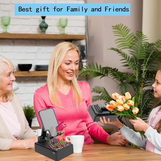 Birthday Gifts for Mother Father Cell Phone Stand with Wireless Bluetooth Speaker and Antislip Base HD Surround Sound for Home and Outdoors with Bluetooth Speaker for Desk Compatible with iPhone