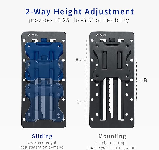 VIVO Height Adjustable VESA Adapter Stand for Individual Monitors up to 27 Inches Black