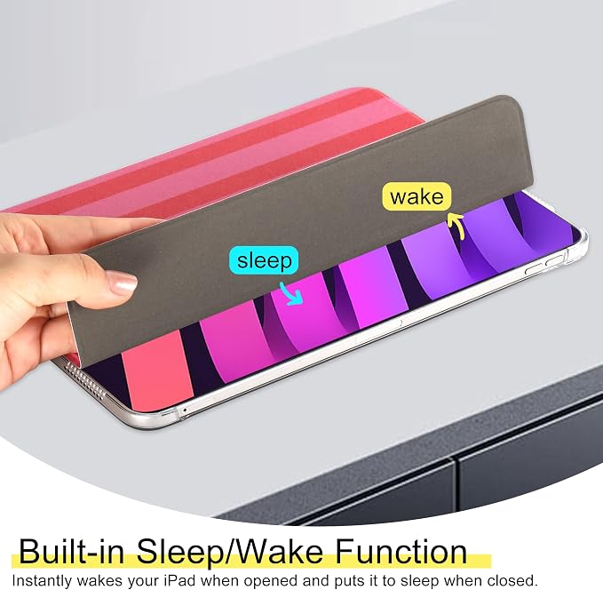 for iPad Air 11-inch M4 2026 M3 2025 M2 2024 iPad Air 5th 2022 / 4th Gen 2020 10.9-inch Slim Foldable Stand Hard PC Translucent Back Shell Smart Cover - [Auto Wake/Sleep]-Black Polka dots