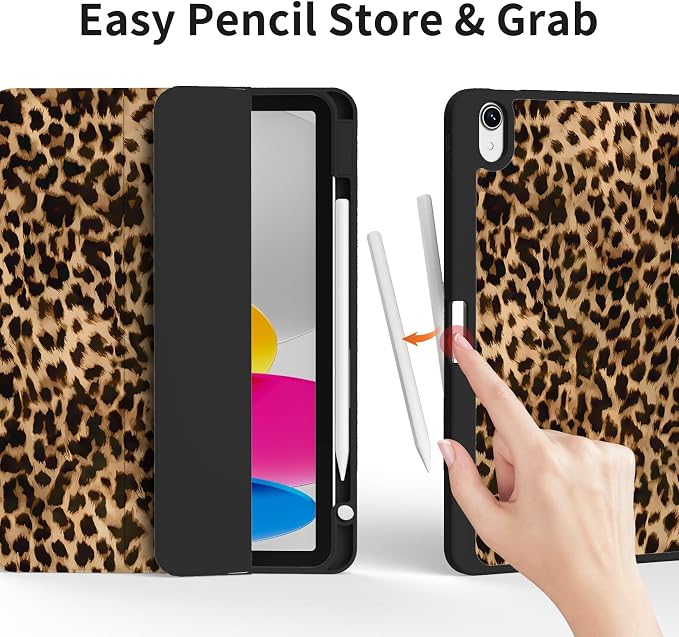 Case for iPad 11th Generation A16 Chip (2025) iPad 10th Generation Case 10.9-inch (2022) Trifold Stable Stand Protective Soft TPU Back Cover with Pencil Holder Black