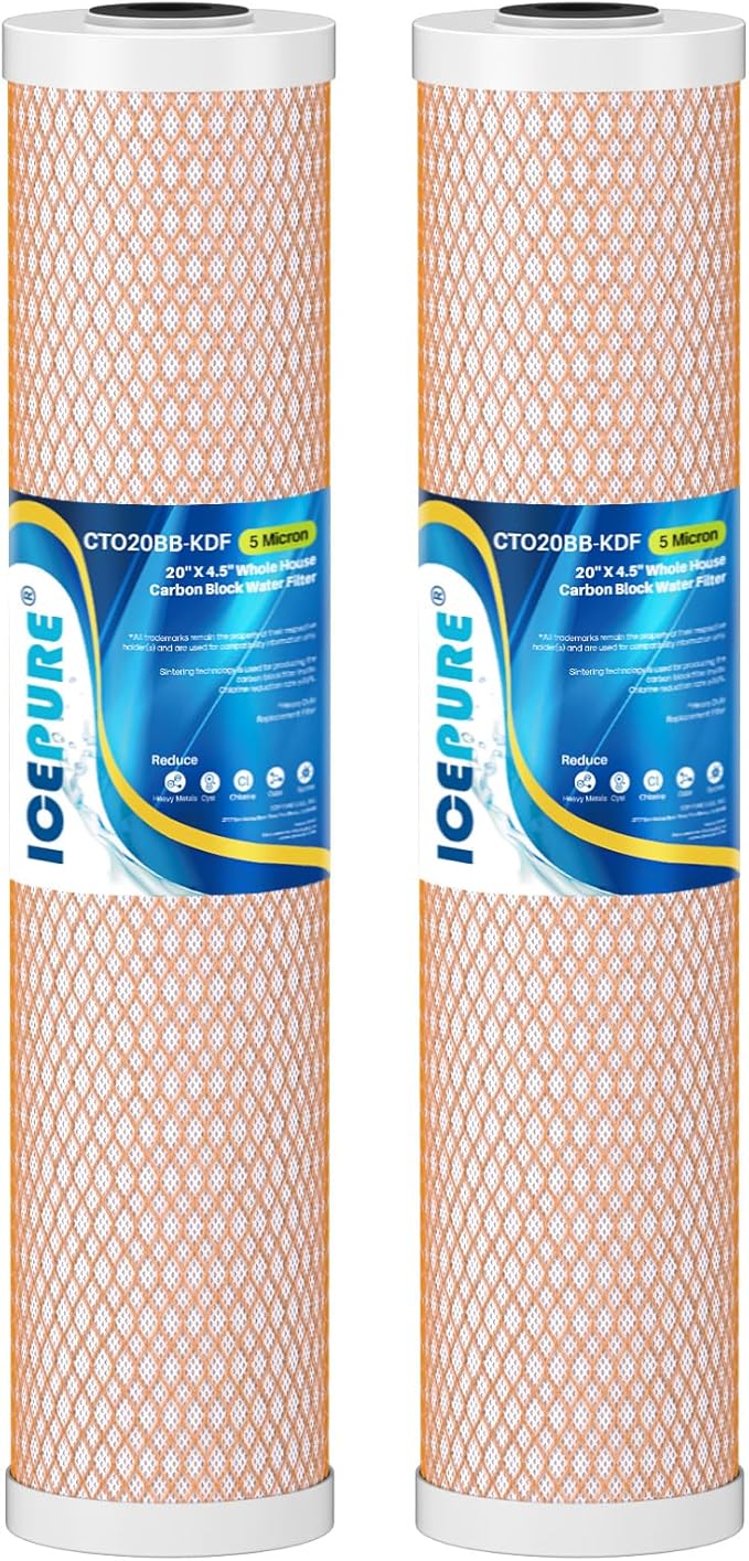 ICEPURE 5 Micron 4.5" x 20" CTO20BB-KDF Whole House Water Filter Coconut Shell