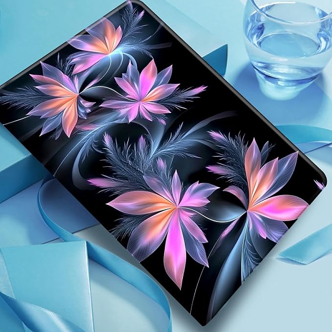 Case for Fire 7 2019/2017/2015Black Cat Purple Roses | DIGTIALL Slim Cover for Fire 7 Tablet 9th/7th/5th Gen 7.0 Folding Stand Protective Case Auto Sleep/Wake Smart Shell