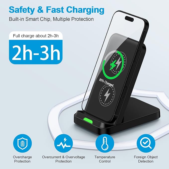 Google Pixel 9 10a 15W Wireless Charger Stand Phone Station with QC Adapter | for Google Pixel 10 Pro Fold 10 Pro 10 9a 9 Pro Fold 8a 8 Pro 7a Desk Android Wireless Fast Charging Dock Pad 2 Pack Bla