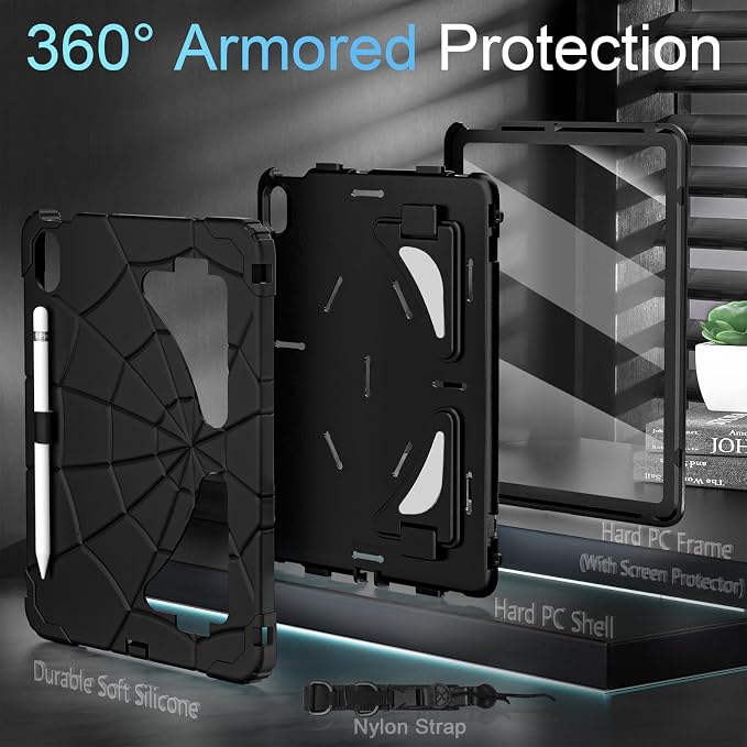 Auizotl Case for iPad (A16) 11'' 11th/10th Generation 10.9'' 2025/2022iPad Case 10th Generation with Screen ProtectorHeavy Duty Shockproof Cover for i Pad 11.0/10.9 InchBlack