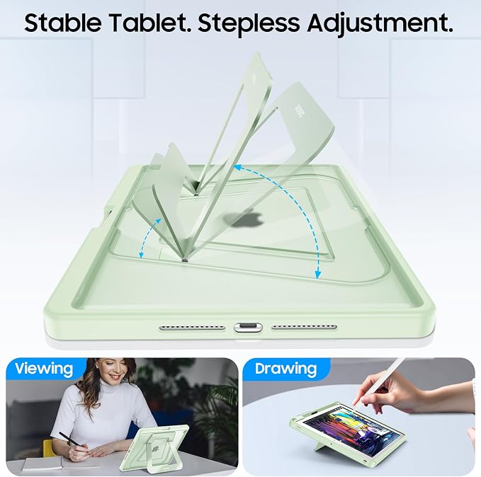 Fintie Shockproof Case for iPad 9th / 8th / 7th Generation 10.2 Inch | Slim Frosted Hard Back Cover Multi-Angle Viewing Built-in Kickstand &amp Pencil Holder Anti-Scratch Black
